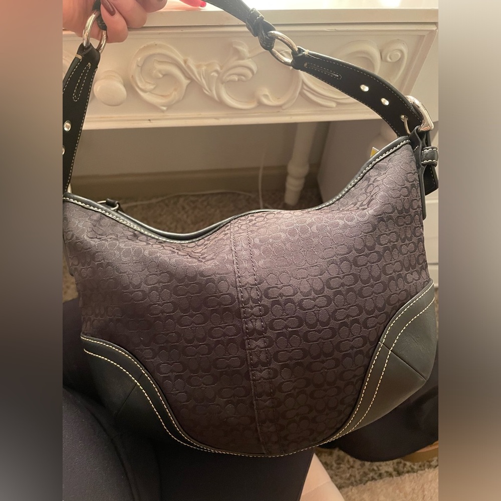 Coach 1460 Signature Black Jacquard Hobo Shoulder Hand Bag